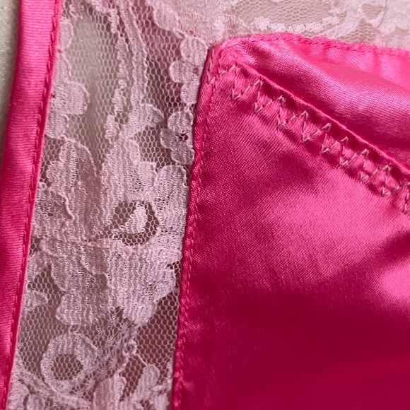 Betsey Johnson Fuchsia Satin Chemise with Lace - Picture 6 of 16